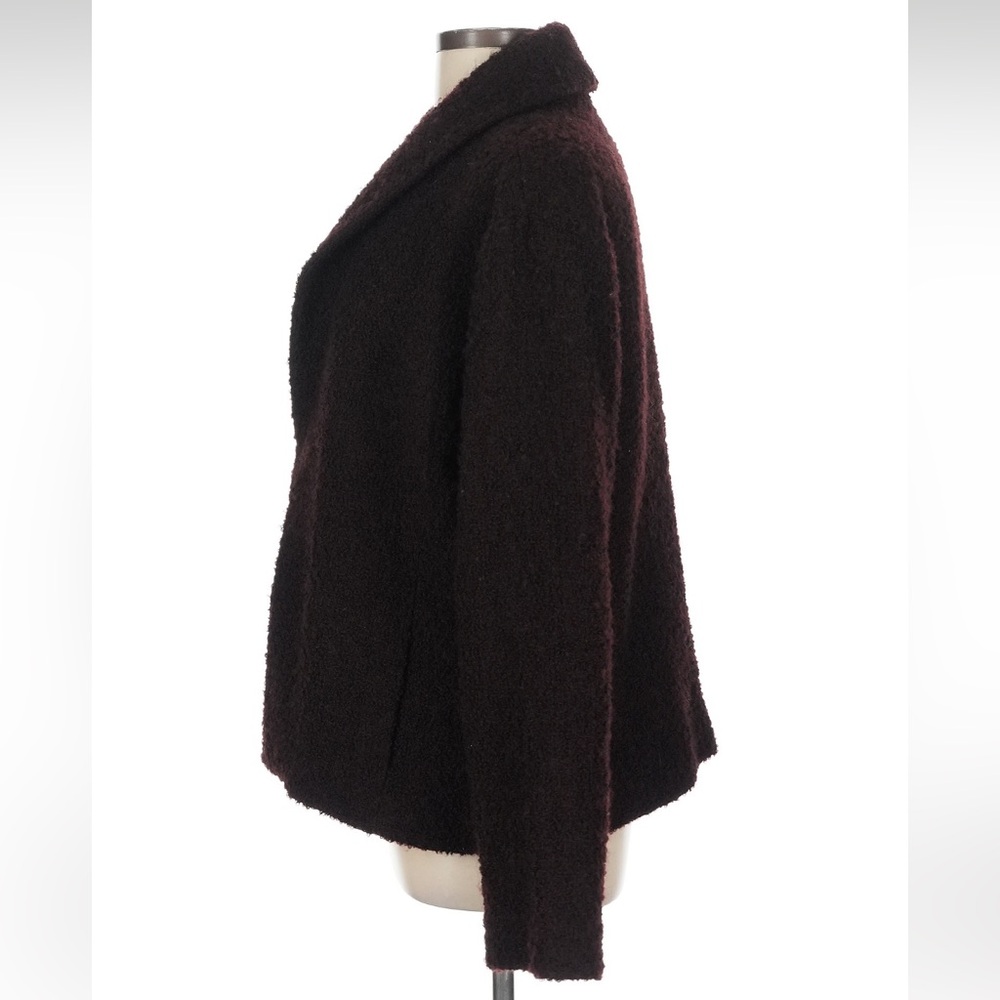 EILEEN FISHER Airy Boucle Italian Wool Blend Brown Shawl Collar Jacket Large - Picture 5 of 7